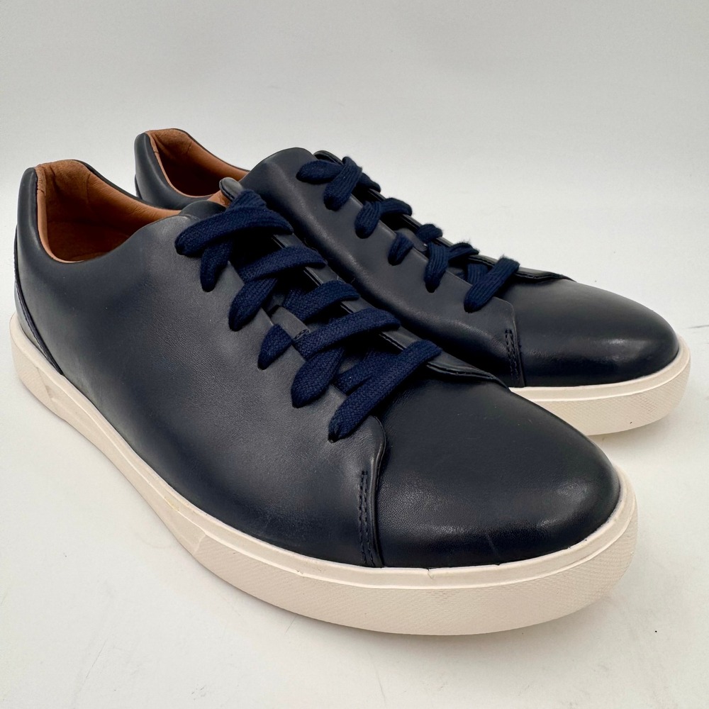NWOB Clarks Un Costa Lace Navy Leather Sneakers Mens 10.5M Preppy Casual Grandpa